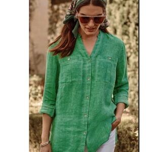 J.Jill love linen green button down shirt xl